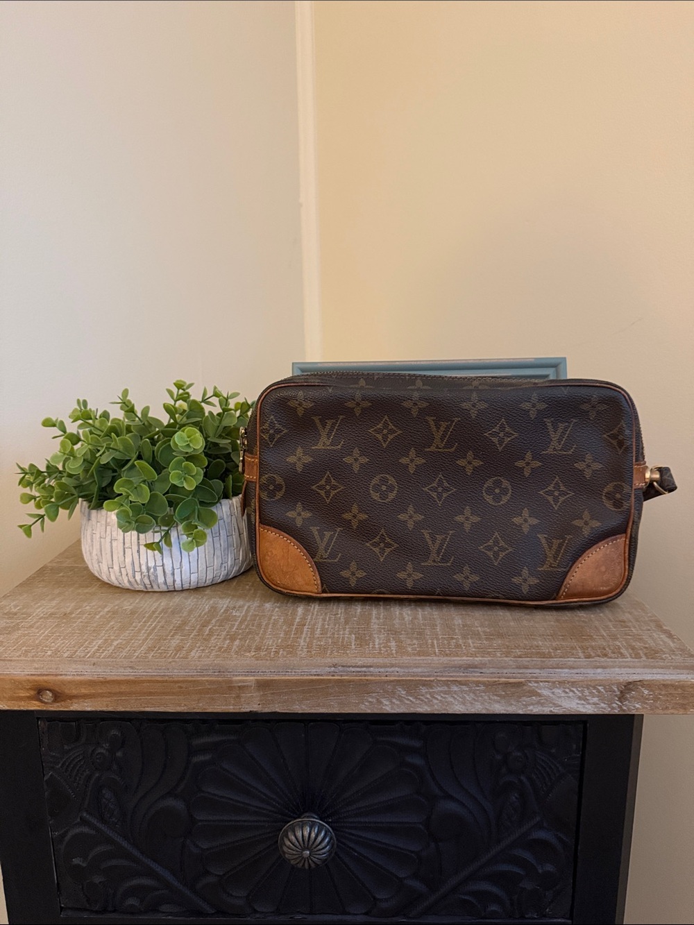 Louis Vuitton Monogram Toiletry Bag in Brown and Tan